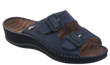 SCHOLL - Weekend ciabatte in pelle plantare massaggiante navy blue 36