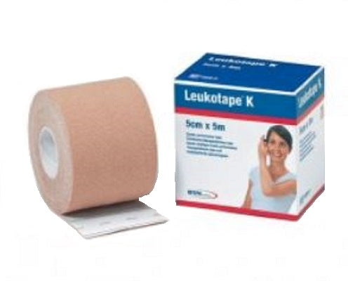 Benda adesiva leukotape k per taping fisioterapico larghezza 5 cm lunghezza 5 m color carne in rotolo