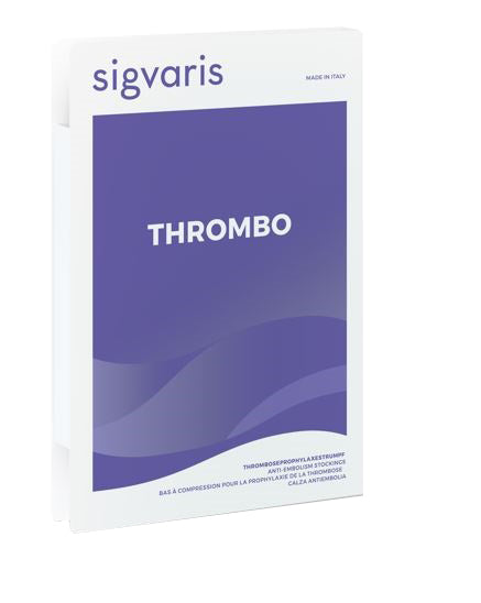 Sigvaris trombo corto hasta la rodilla punta abierta blanco s