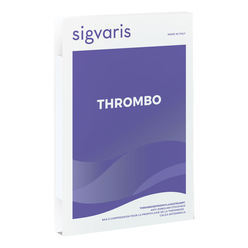 Sigvaris trombo corto muslo punta abierta blanco m