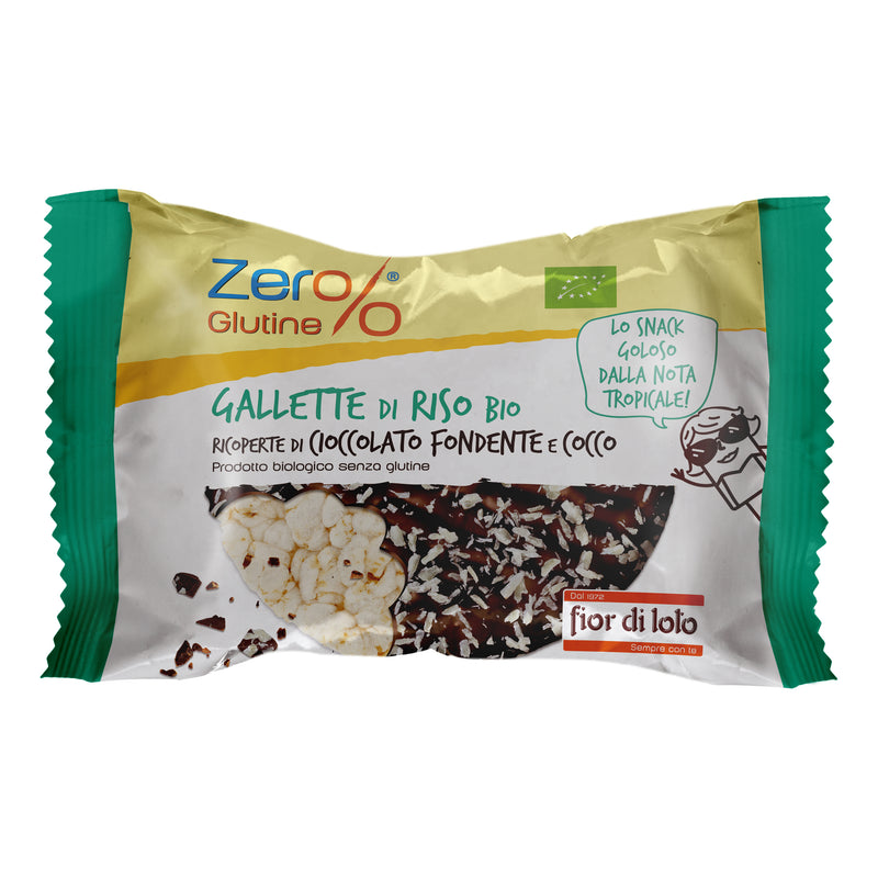 Zer%glutine gallette di riso con cioccolato fondente e cocco