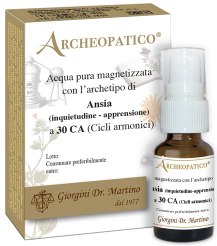 Archeopathic pure water magnetized with archetype anxiety restlessness and apprehension at 30 harmonic cycles 10 ml