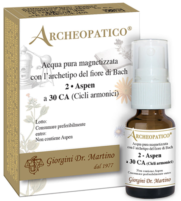 Archeopatico acqua pura magnetizzata con archetipo del fiore di bach 2 aspen a 30 cicli armonici 10 ml