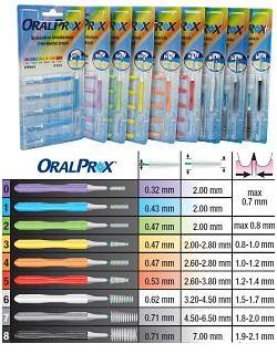 Oralprox blister pack of 6 interdental brushes size 5 red color