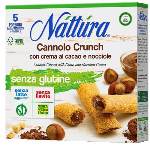 Nattura cannolo crunch con cacao e nocciole 5 x 25 g