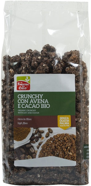 Fsc crunchy with oats and organic cocoa high in fibre with sunflower oil without palm oil 375 g