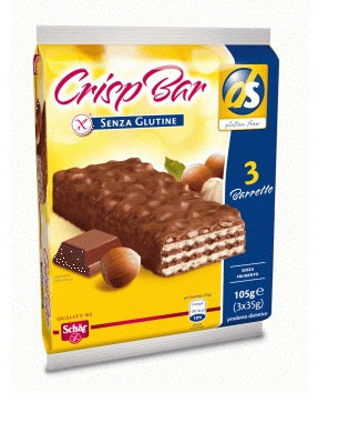 Schar crisp bar wafers con nocciole ricoperti di riso soffiato e cioccolato al latte 3 porzioni da 35 g