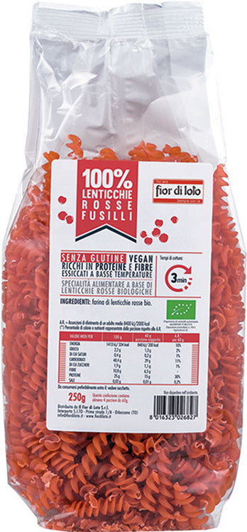 Fusilli di lenticchie rosse bio 250 g