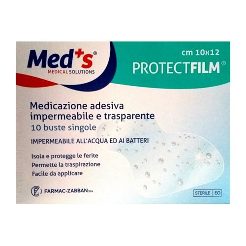 Meds protect film medicazione poliuretano impermeabile adesiva 10x12cm 10 pezzi