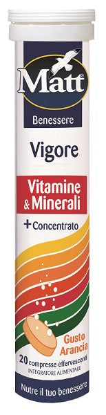 Matt benessere vigore vitamine & minerali 20 compresse effervescenti gusto arancia