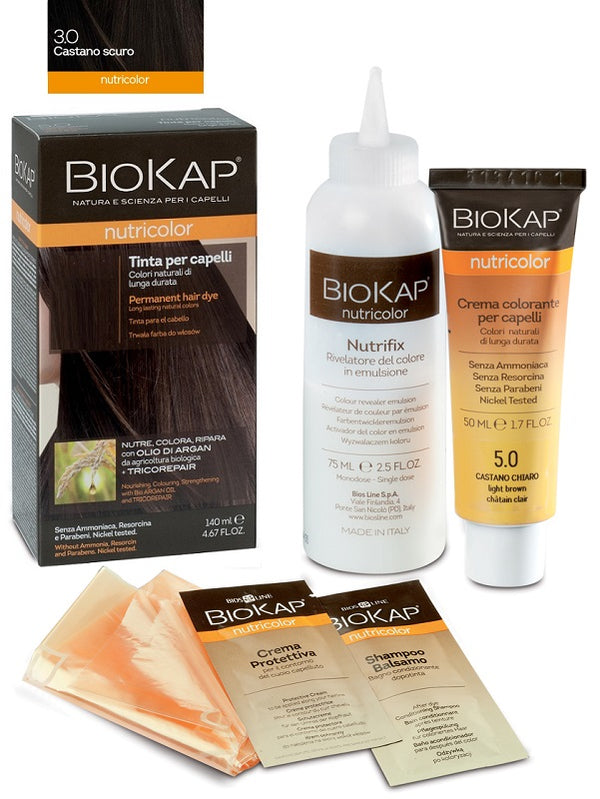 Biokap nutricolor 3,0 new castano scuro tinta tubo + flacone