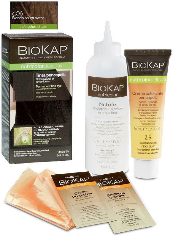 Biokap nutricolor delicato 6,06 biondo scuro avana tinta tubo + flacone