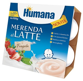 Humana snack de leche sabor fresa 100 g 4 piezas