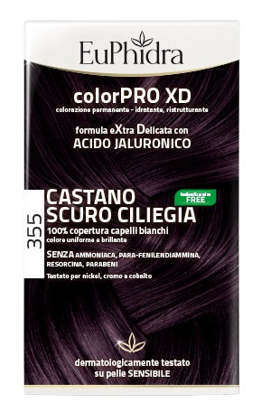 Euphidra colorpro xd 355 castano scuro ciliegia gel colorante capelli in flacone + attivante + balsamo + guanti