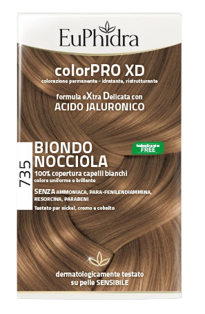 Euphidra colorpro xd 735 gel colorante para cabello rubio avellana en frasco + activador + acondicionador + guantes