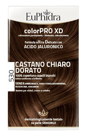 Euphidra colorpro xd 530 gel colorante para el cabello castaño dorado claro en frasco + activador + acondicionador + guantes