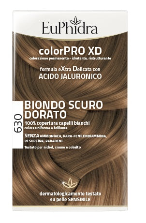 Euphidra colorpro xd 630 biondo scuro dorato gel colorante capelli in flacone + attivante + balsamo + guanti