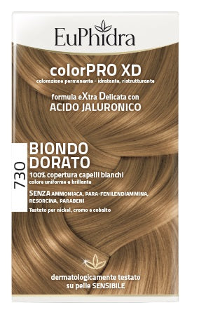 Euphidra colorpro xd 730 biondo dorato gel colorante capelli in flacone + attivante + balsamo + guanti