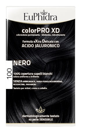 Euphidra colorpro xd 100 gel colorante cabello negro en frasco + activador + acondicionador + guantes