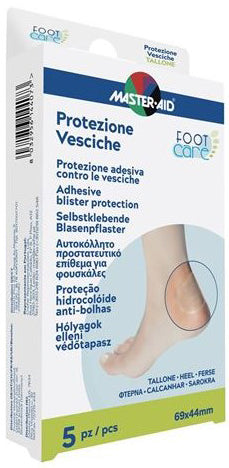 Idrocolloide master-aid footcare vesciche tallone 69x44 mm 5 pezzi a1