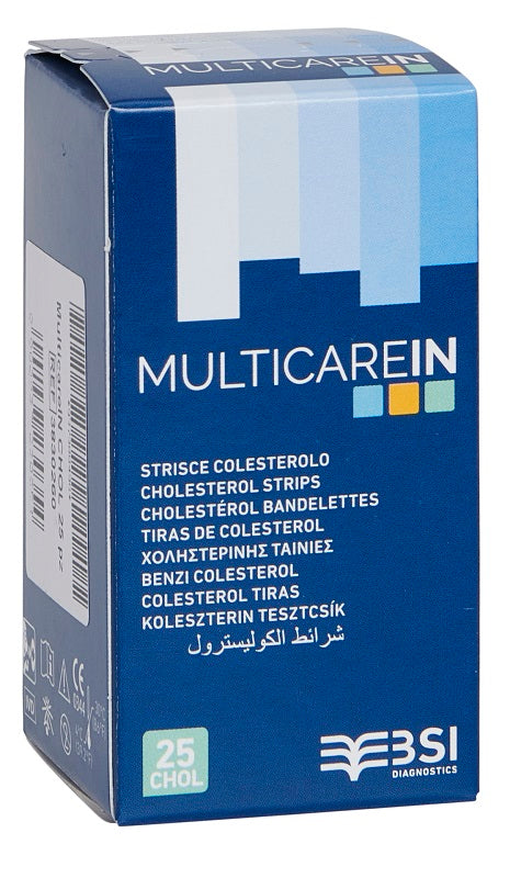 Test colesterolemia multicare in colesterolo in strisce con aspirazione capillare 25 pezzi