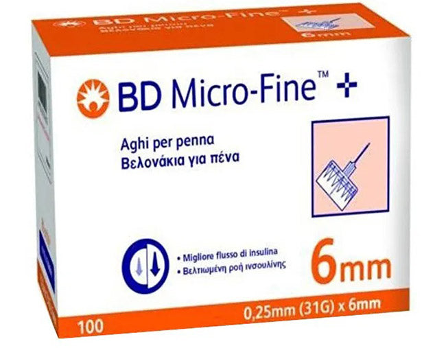 Ago per penna da insulina bd microfine gauge 31 6mm 100 pezzi