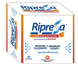 Ripresa 30bust 10g complemento alimenticio en sobres efervescentes de magnesio y potasio útil en estados de cansancio