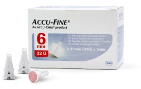 Aguja para pluma de insulina accu-fine aguja para pluma accu-chek calibre 32 x 6 mm 100 piezas