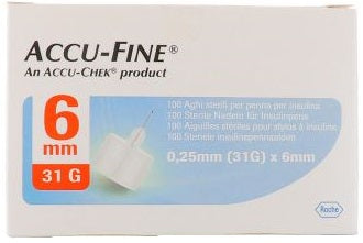 Ago per penna da insulina accu-fine pen needle accu-chek gauge 31 x 6mm 100 pezzi