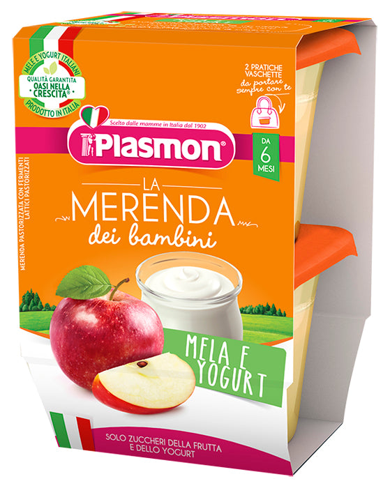 Plasmon children's snack flavours of nature apple aseptic yogurt 2 x 120 g