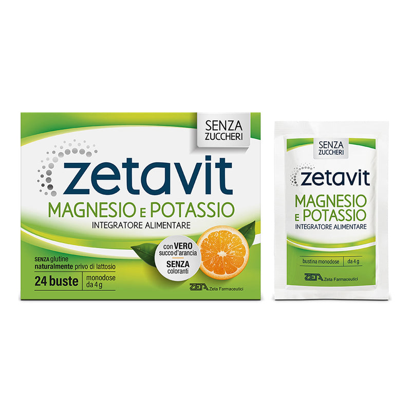 Zetavit magnesio potassio senza zucchero 24 bustine da 6 g