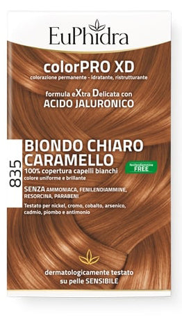 Euphidra colorpro gel colorante capelli xd 835 caramello 50 ml + attivante + balsamo + guanti