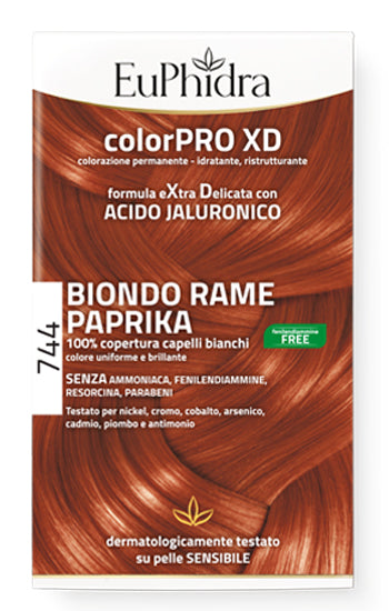 Euphidra colorpro gel colorante capelli xd 744 paprika 50 ml in flacone + attivante + balsamo + guanti