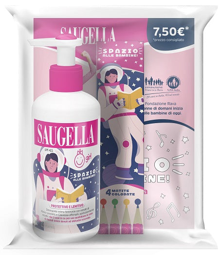 Saugella girl + promotional gadget consisting of a bundle composed of the 200 ml girl product + free colored pencils