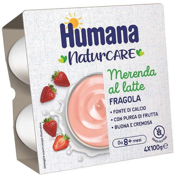 Humana merenda latte fragola 4 pezzi da 100 g