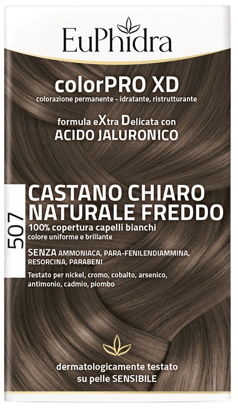 Euphidra colorpro xd 507 castano chiaro naturale f colore + attivante + balsamo + cuffia + guanti