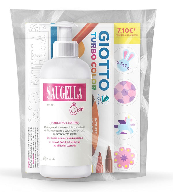 Saugella bundle girl protective and soothing intimate cleanser ph 4.5 200 ml + giotto turbo color