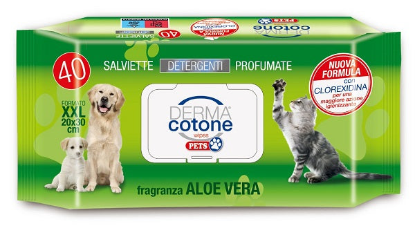 Dermacotone salviettine pet aloe 40 pezzi