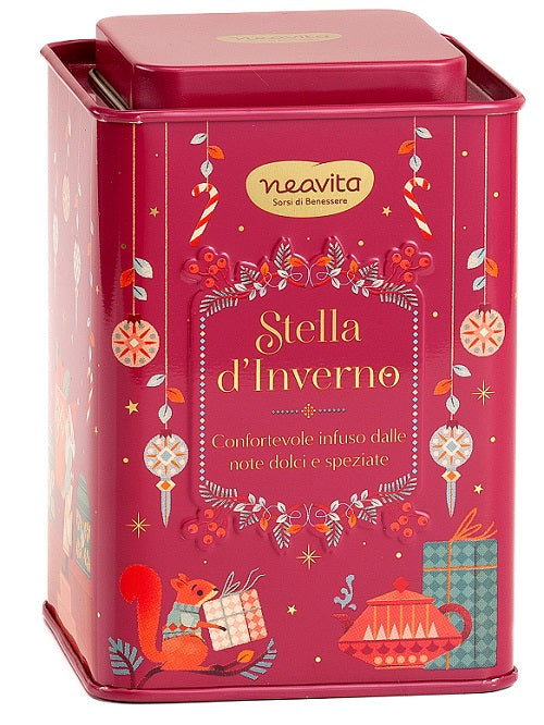 Neavita infuso stella d'inverno filtroscrigno in square tin rosso natale 12 filtri da 3,5 g