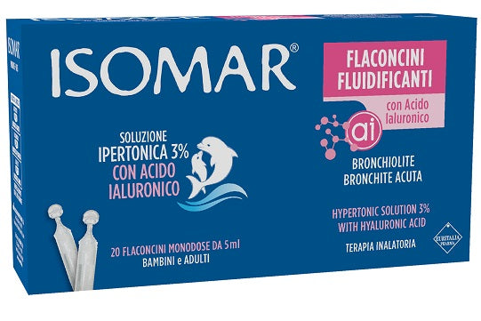 Isomar flaconcini fluidificanti soluzione ipertonica 30%+acido ialuronico 20 flaconcini da 5 ml