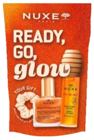 Nuxe glow on the go 1 reve de miel gloss soin levres au miel 10 ml + 1 huile prodigieuse or 10 ml