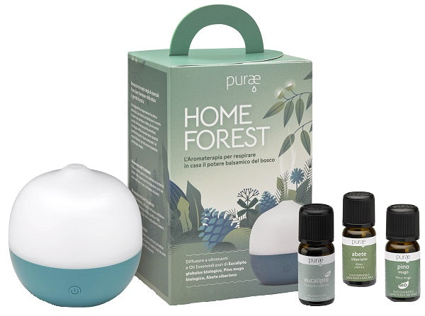 Purae kit home forest diffusore piper agave 2 olii essenziali bio + 1 olio essenziale 5 ml