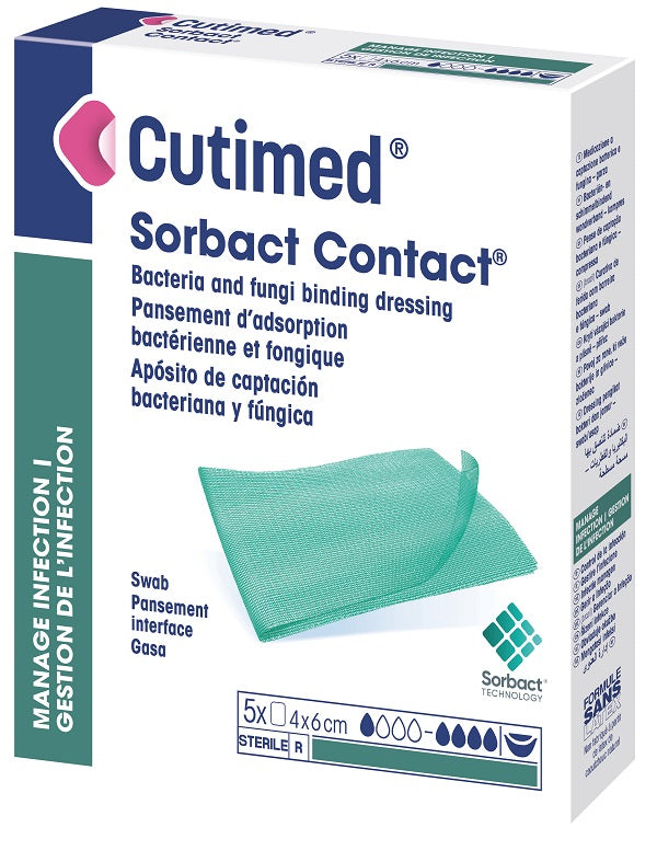 Medicazione idrofobica cutimed sorbact contact 4x6 cm 5 pezzi