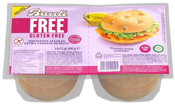 Bauli free focaccine olio extra vergine oliva 4 pezzi da 75 g