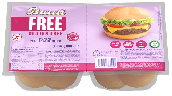 Bauli free panini hamburger 4 pezzi da 75 g