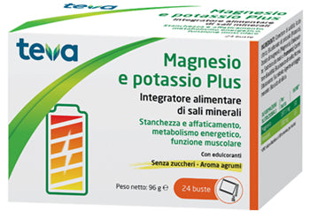 Magnesio potasio plus teva 24 sobres sin azúcar sabor cítricos