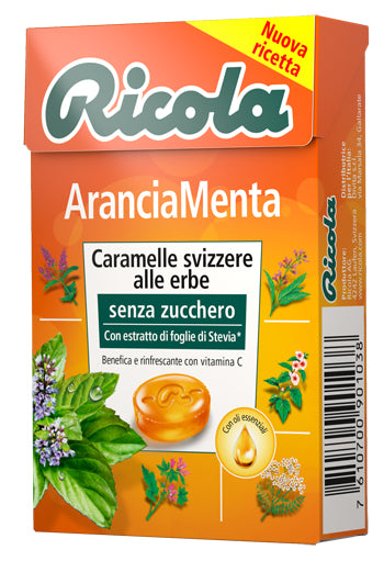 Ricola arancia menta senza zucchero 50 g