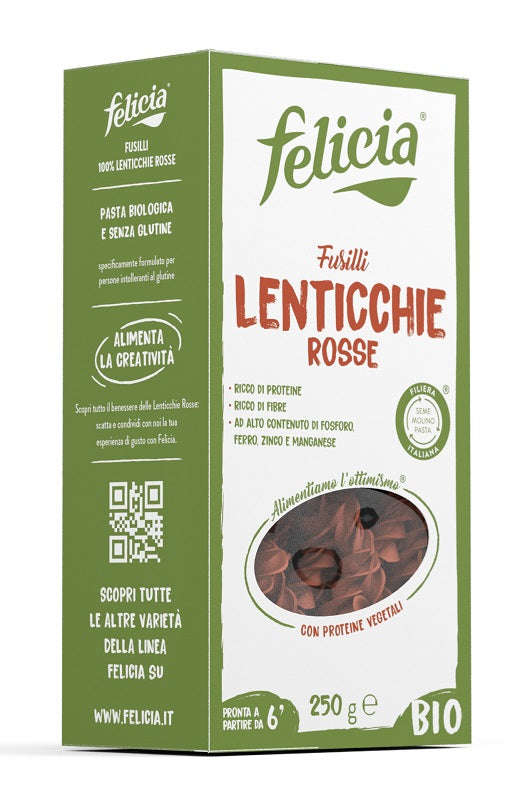 Felicia fusilli de lentejas rojas bio 250 g