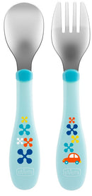 Chicco posate inox 18m+ azzurro/verde