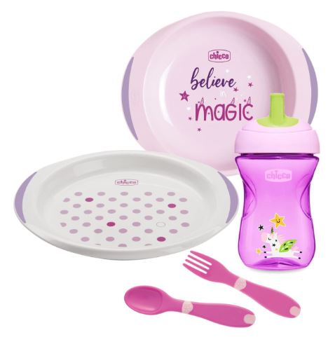 Chicco baby food set 12 months+ pink